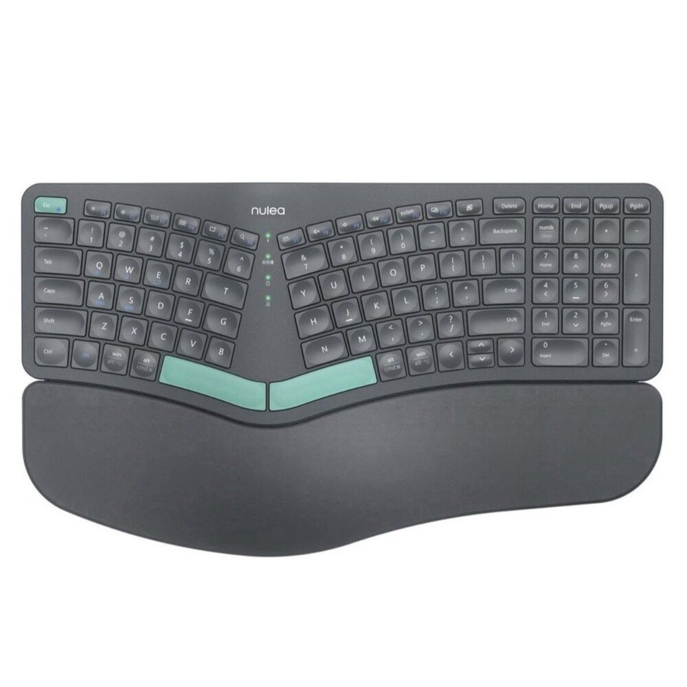 Nulea RT05B Wireless Bluetooth Ergonomic Split Keyboard Windows/Mac Gray/Green